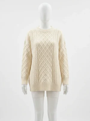 Pull torsadé acétate coupe longue décontracté femme ample - Vue 1 - Pull torsadé