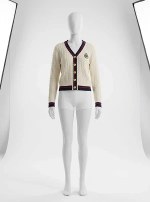 Pull torsadé cachemire coton femme col v boutonné décontracté - Vue 1 - Pull torsadé