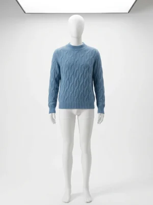 Pull torsadé cachemire homme col montant épais décontracté - Vue 1 - Pull torsadé