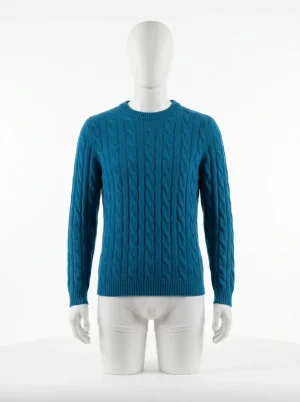 Pull torsadé cachemire pur homme mailles épaisses quotidien - Vue 1 - Pull torsadé