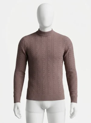 Pull torsadé col cheminée homme épais ajusté - Vue 1 - Pull torsadé