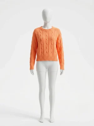 Pull torsadé coton court moderne femme - Vue 1 - Pull torsadé
