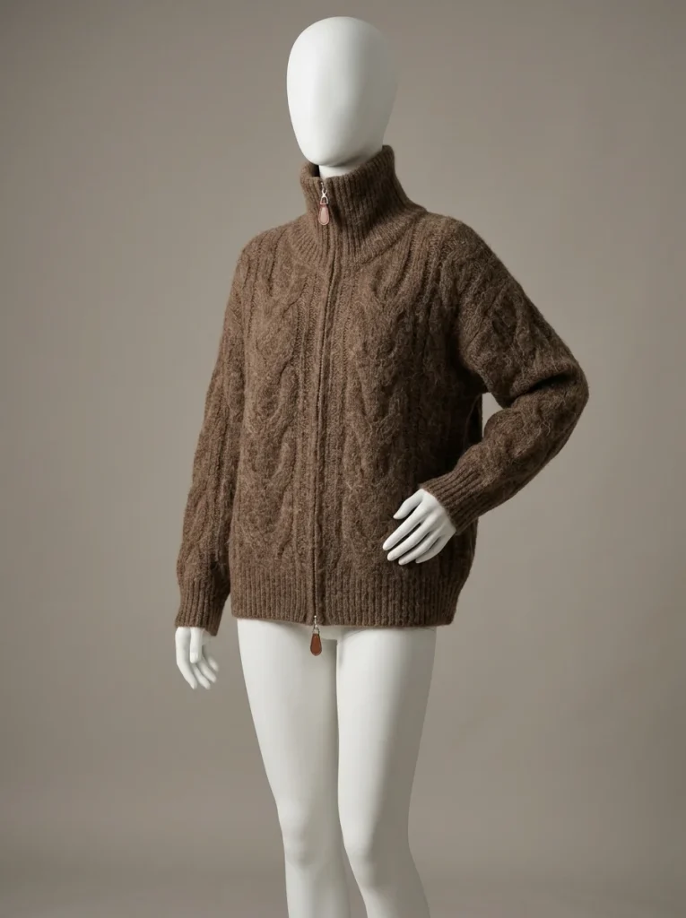 Pull torsadé coton double zip ample décontracté femme - Vue 2 - Pull torsadé