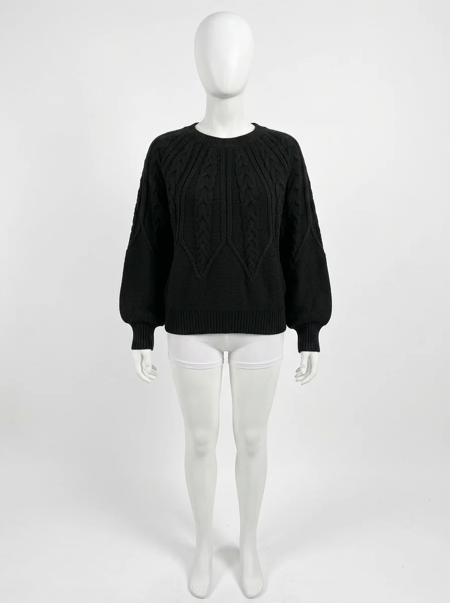Pull torsadé femme ample chaud style minimaliste - Vue 1 - Pull torsadé