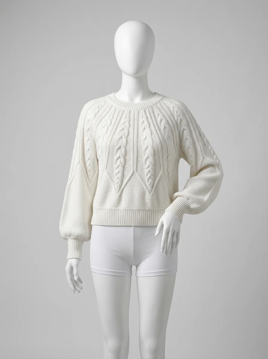 Pull torsadé femme ample chaud style minimaliste - Vue 5 - Pull torsadé