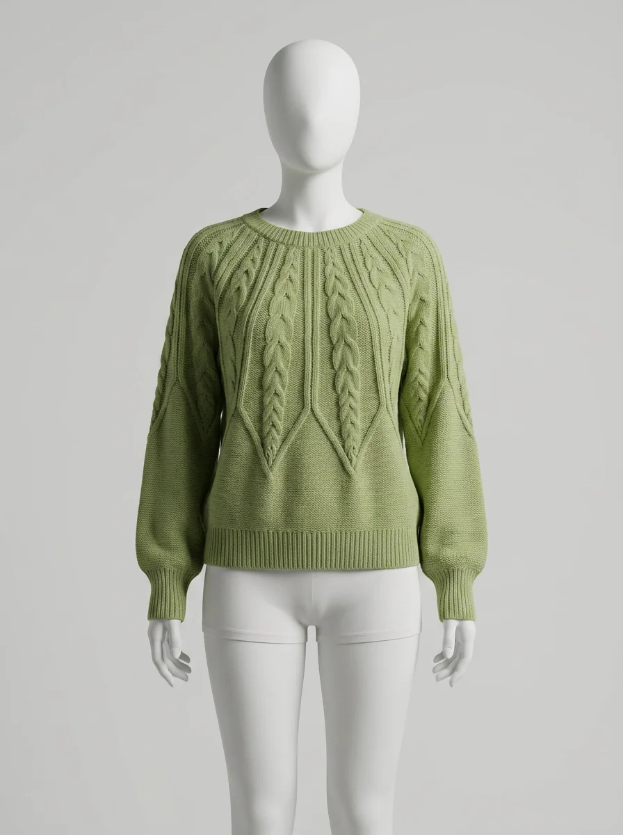 Pull torsadé femme ample chaud style minimaliste - Vue 7 - Pull torsadé