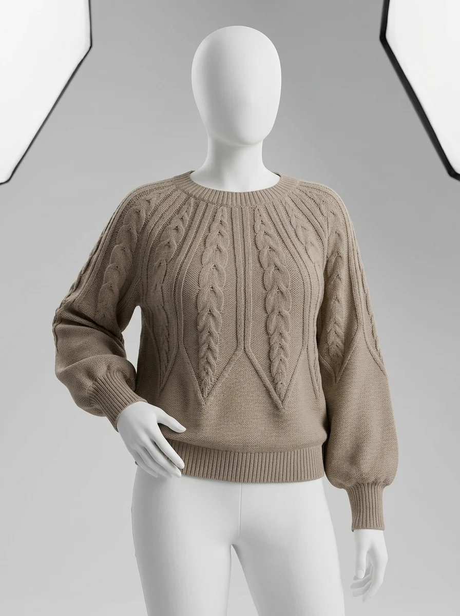 Pull torsadé femme ample chaud style minimaliste - Vue 8 - Pull torsadé