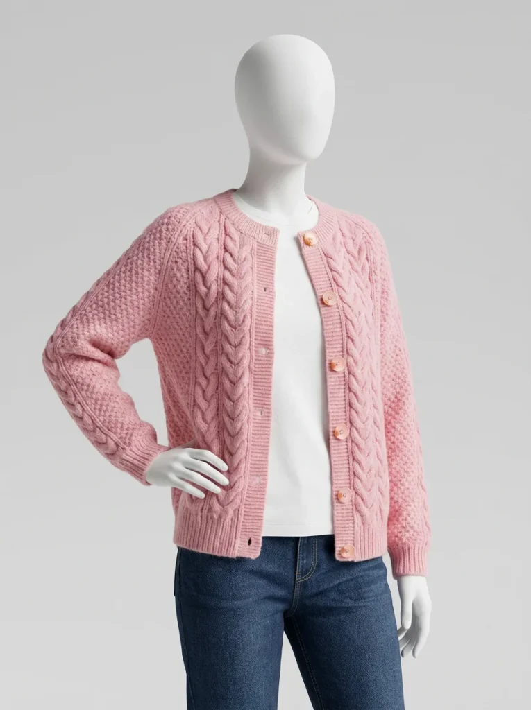 Pull torsadé laine col rond boutonné décontracté femme - Vue 10 - Pull torsadé