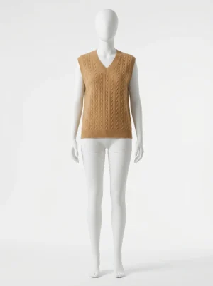 Pull torsadé laine mérinos sans manche homme élégant - Vue 1 - Pull torsadé