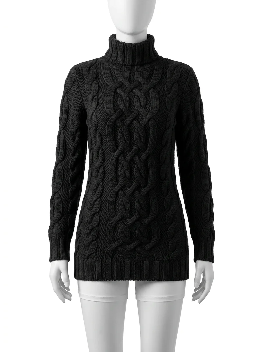 Pull torsadé long femme style vintage épais décontracté - Vue 1 - Pull torsadé