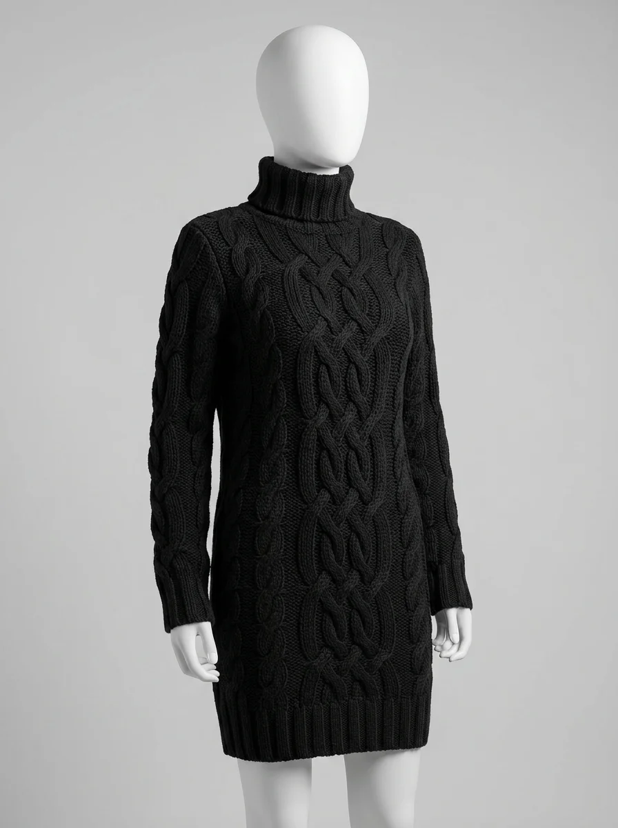 Pull torsadé long femme style vintage épais décontracté - Vue 4 - Pull torsadé