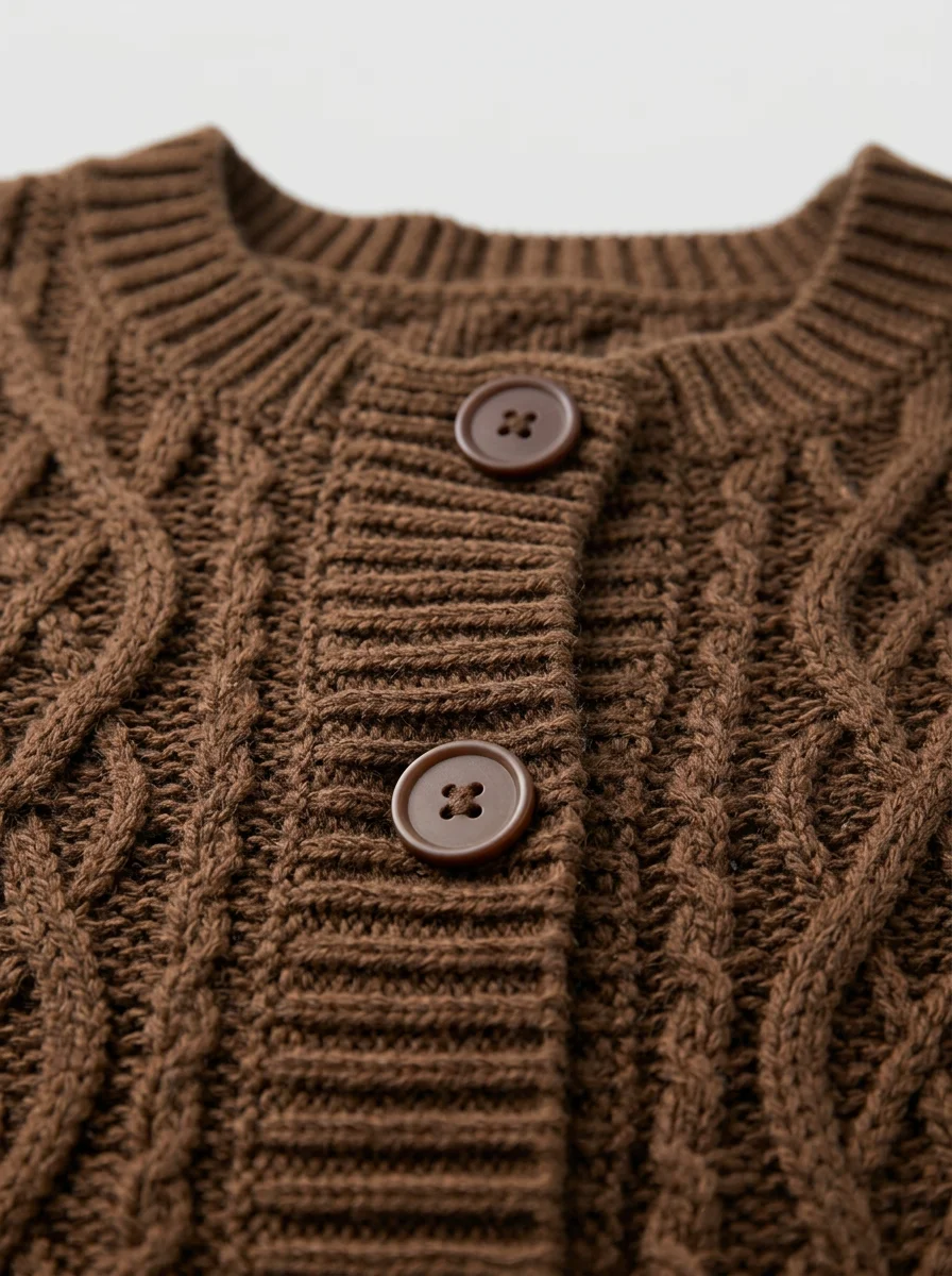 Pull torsadé sans manche boutonné vintage quotidien femme - Vue 5 - Pull torsadé