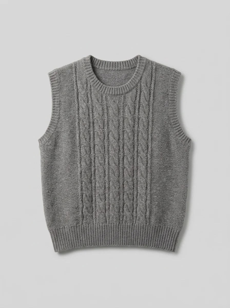 Pull torsadé sans manche court vintage décontracté femme - Vue 11 - Pull torsadé
