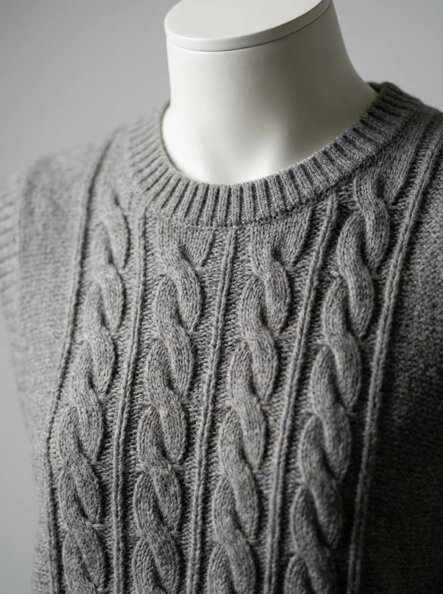 Pull torsadé sans manche court vintage décontracté femme - Vue 5 - Pull torsadé